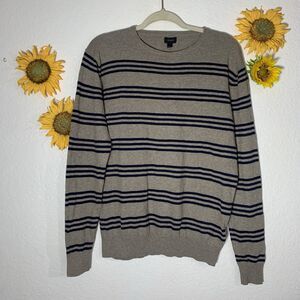 J.Crew men's striped cashmere blend crewneck Long Sleeve Sweater Size Medium